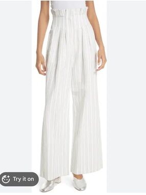 Rebecca Taylor High-Rise Wide-Leg Paperbag Pants - White